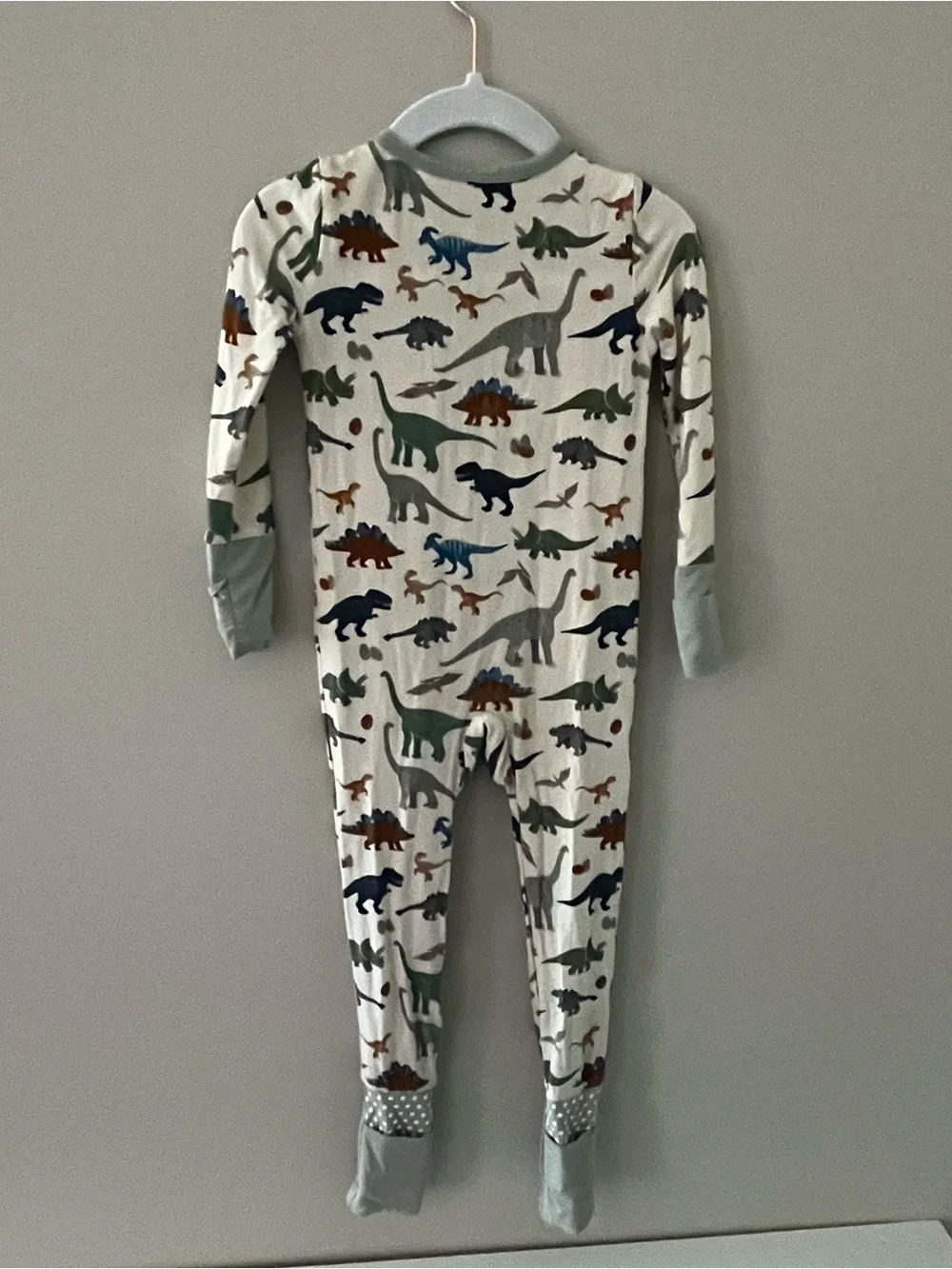 Angel Dear White Multi Dinosaur Print 2-Way Zipper Footie